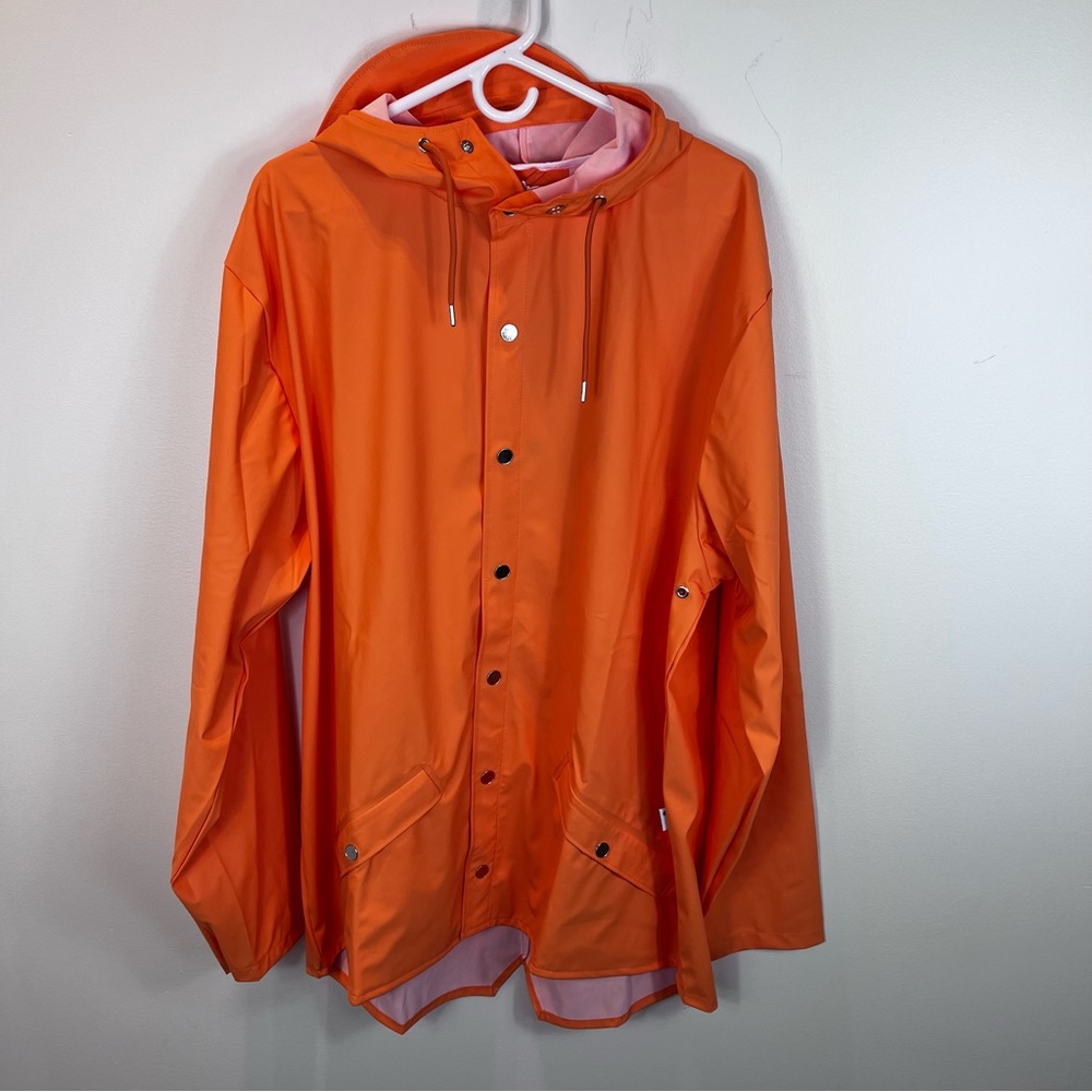 RAINS Hooded Button Down (Snap) Rain Jacket (Unisex)